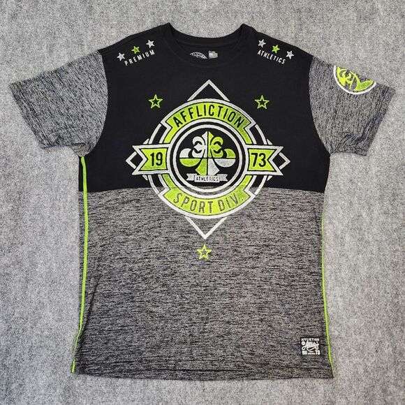 Affliction Other - Affliction Shirt Mens 2XL Gray Black Neon Graphic Tee Sport Division Athletics